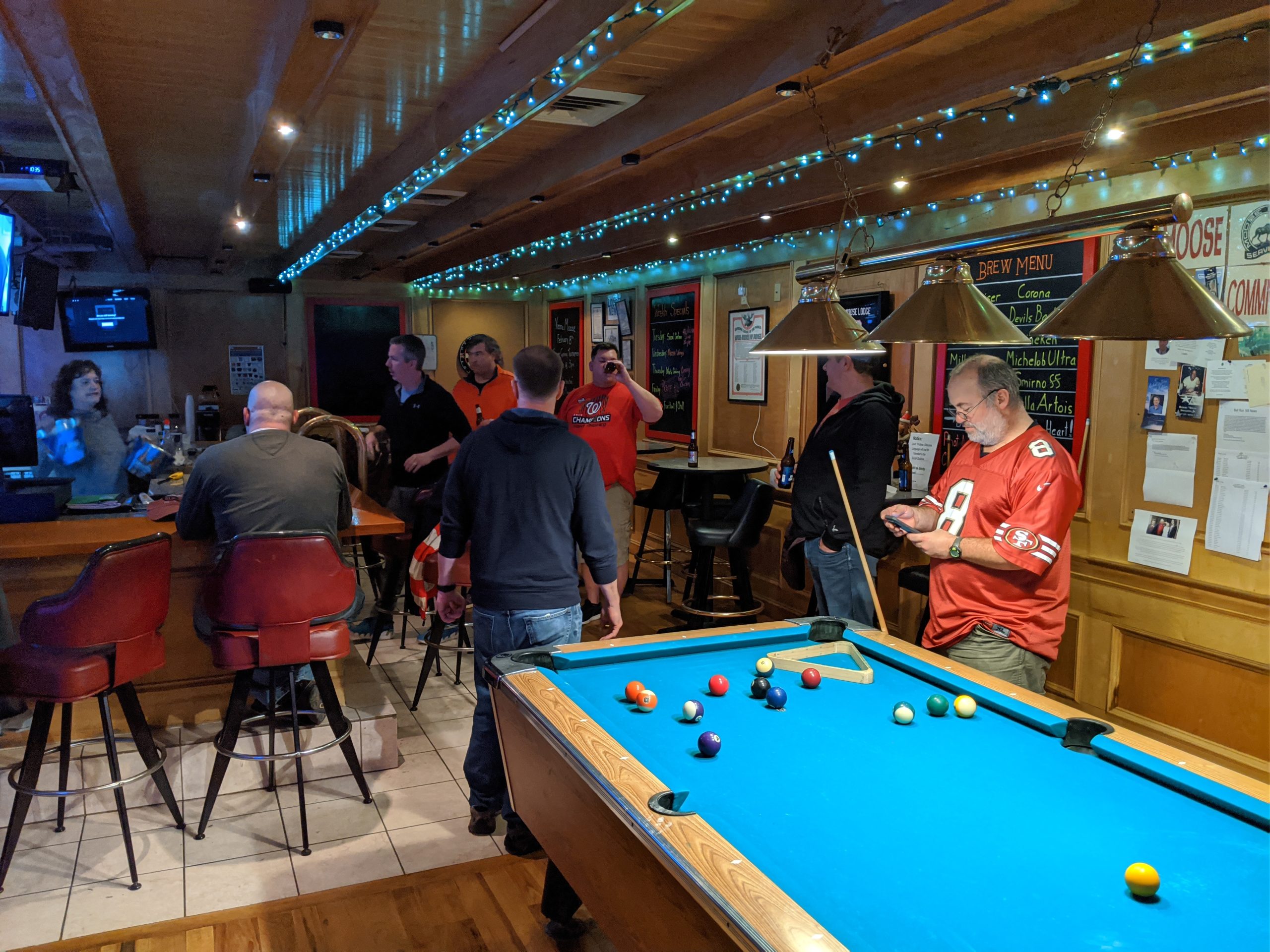 Members paying pool at in the Social Quarters