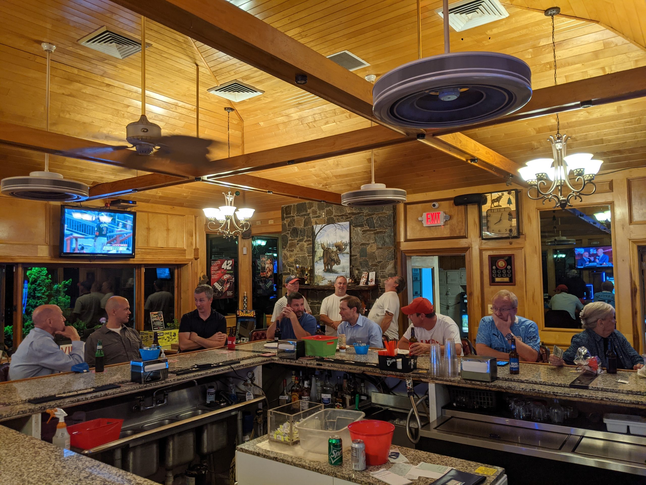 Members gather in the social quarters.